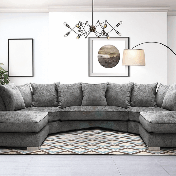 Zenni U Shape and Corner Luxury Cushioned Sofa Available in Fullback and Scatterback