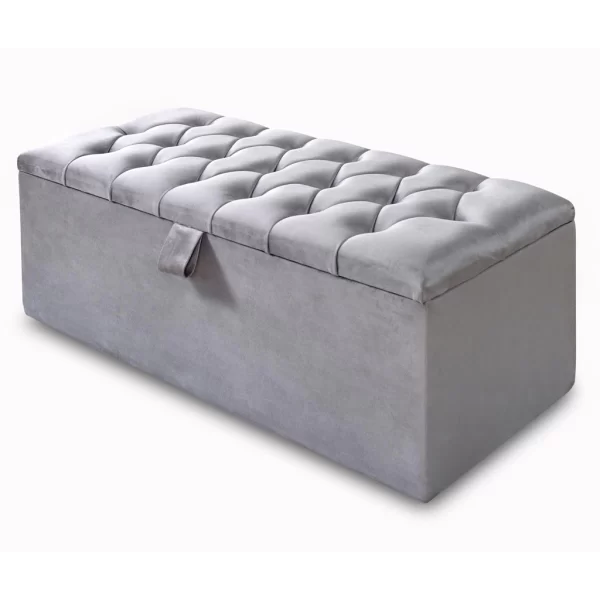 Patterned Upholstered Ottoman Storage Box